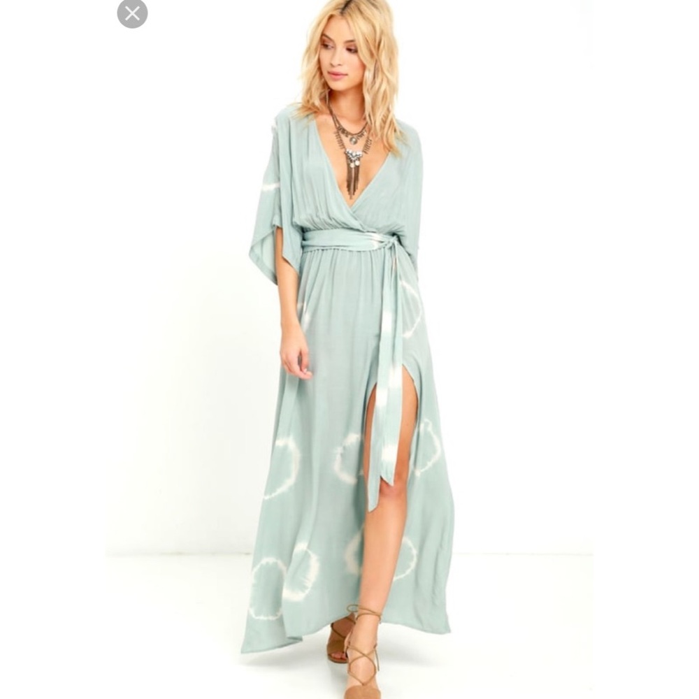 Sage Green Tie Dye Wrap Dress